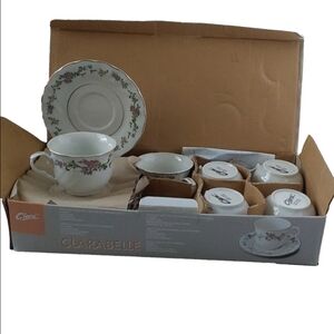 CIERA FINE BONE CHINA VINTAGE 6 TEA CUPS & SAUCERS NEW IN BOX